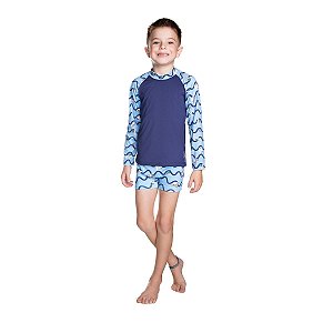 Conjunto Raglan Camiseta e Sunga em Malha Proteção UV