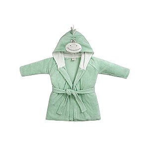 Roupão com Capuz Bordado Bichos Dinossauro Verde