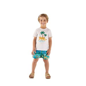 Conjunto Camiseta Malha e Short Microfibra Sublimada Off White