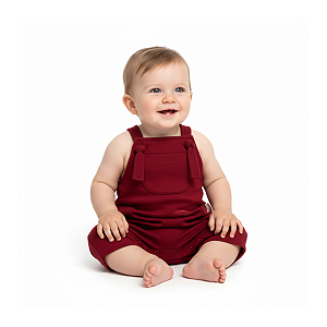 Jardineira Infantil Natal Vermelho