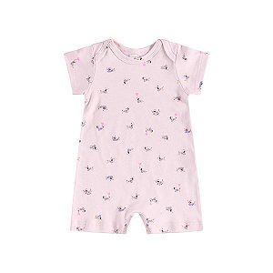 Macaquinho Bebê Manga Curta Suedine Estampado Feminino
