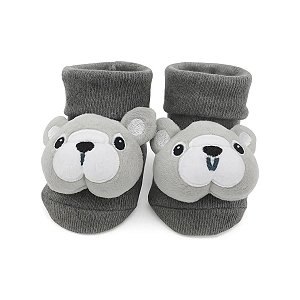 Meia Sapatinho Antiderrapante com Cachorro Bulldog