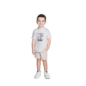 Conjunto Maré Camiseta Malha e Bermuda Moletinho Off White