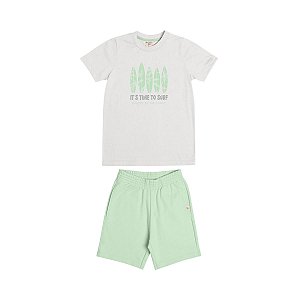 Conjunto Prancha Camiseta Malha e Bermuda Moletom Off White