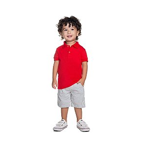 Bermuda Listrada Tecido Eco Cinza