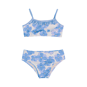 Biquini Floral Náutico Top e Tanga Malha Sublimada