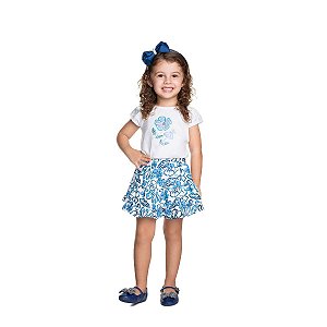 Conjunto Flower Blusa Cotton e Saia Short