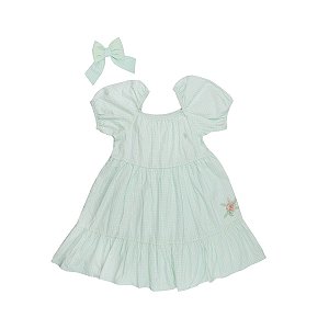 Vestido com Laço Flower Verde