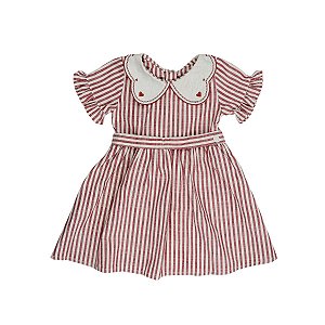 Vestido Sailor Listrado Vermelho
