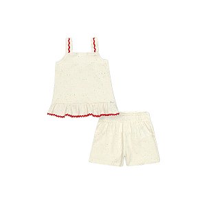 Conjunto Blusa Alça e Shorts Infantil Liso Off White