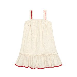 Vestido Infantil Alça Liso Off White