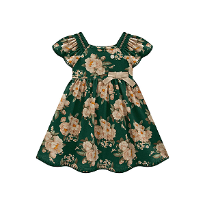 Vestido Sem Manga em Cotton Floral Verde