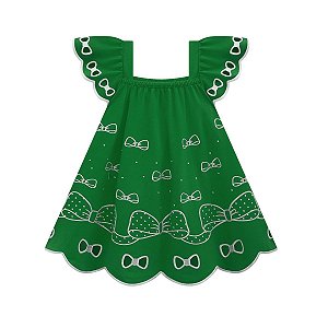 Vestido Sem Manga em Cotton Laço Verde