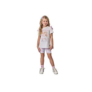 Conjunto Blusa e Bermuda Ciclista Infantil Tenis Club Off White