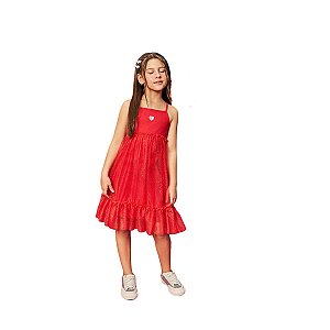 Vestido Infantil Alça Casual Vermelho