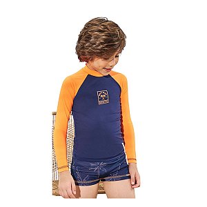 Conjunto Infantil Piscina Blusa Manga Longa e Sunga Azul Marinho