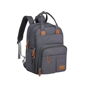 Mochila de Maternidade Laço Bebê Alice Cinza Escuro