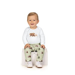 Conjunto Body Algodão Conforto e Calça em Suedine