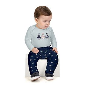 Conjunto Body em Algodão com Elastano e Calça Moletom Verde Chanel