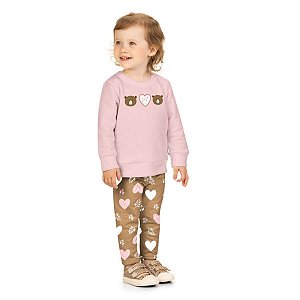 Conjunto Casaco Felpado e Legging Molecotton Rosa