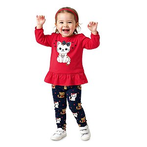 Conjunto em Malha Algodão com Elastano Vermelho