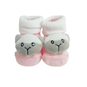 Meia Sapatinho Antiderrapante com Urso Rosa