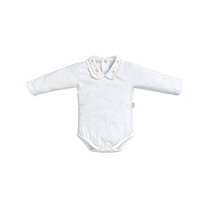 Body Gola Bordada Manga Longa Branco