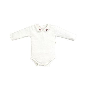 Body Gola Bordada Manga Longa Off White