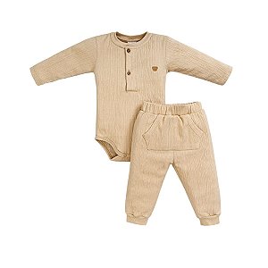 Conjunto Body Manga Longa e Calça Malha Anarruga