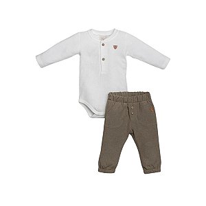 Conjunto Body Manga Longa e Calça Microfibra