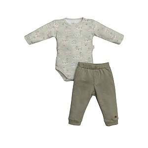 Conjunto Body Manga Longa e Calça Moletinho