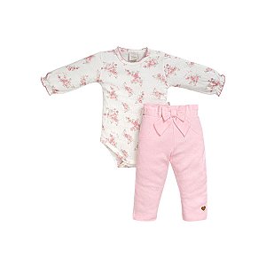 Conjunto Body Manga Longa e Calça Suedine