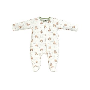 Macacão Longo Menino Estampado com Botão Magnético
