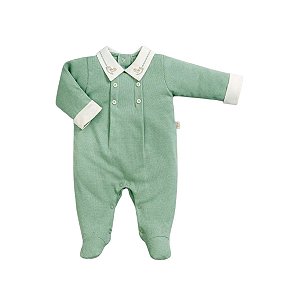 Macacão Longo Bebê Gola Bordada Menino