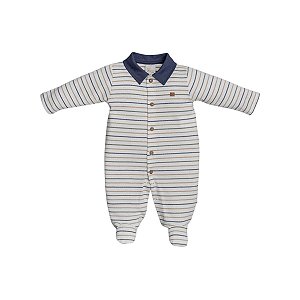 Macacão Manga Longa Malha Azul Marinho