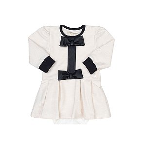 Body em Algodão e Vestido em Malha Texturizada Macia Creme