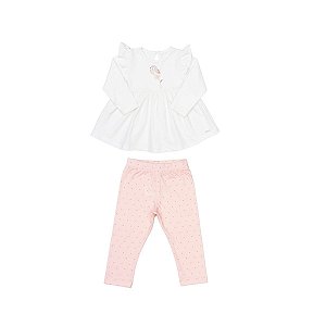 Conjunto Bata Manga Longa com Calça em Algaodão com Elastano