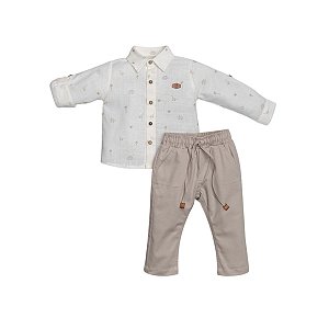 Conjunto Camisa Manga Longa e Calça Sarja