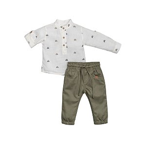 Conjunto Bata Manga Longa e Calça Sarja