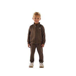 Conjunto Jaqueta e Calça Malha Active Peluciada UV50+ Marrom