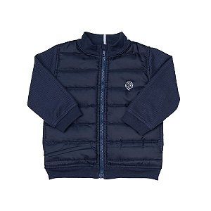 Jaqueta Puffer Infantil com Mangas em Malha – Marinho