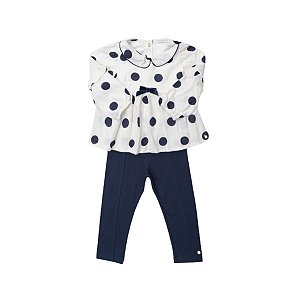 Conjunto Bata em Viscose e Legging em Algodão Azul Marinho
