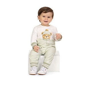 Macacão em Suedine Urso Verde