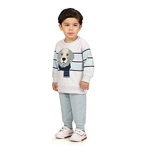 Conjunto em Moletom Sem Felpa Mescla White