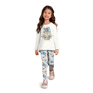 Conjunto Blusa e Legging em Algodão com Elastano Off White