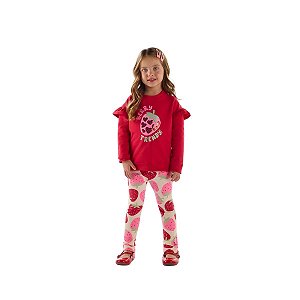 Conjunto Blusão Molecotton e Calça Super Cotton Felpado Vermelho