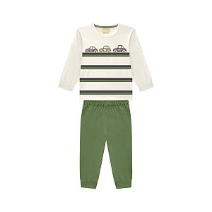 Conjunto Camiseta em Meia Malha e Calça Moletom Sem Felpa