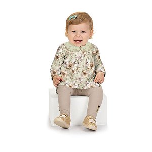 Conjunto Blusa e Legging em Algodão com Elastano Verde Orvalho