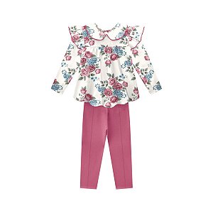 Conjunto Blusa e Legging em Algodão com Elastano Off White