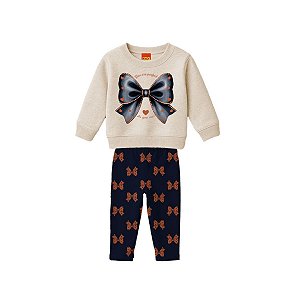 Conjunto Casaco Moletom Peluciado com Legging Cotton